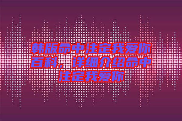 韓版命中注定我愛(ài)你百科，詳細(xì)介紹命中注定我愛(ài)你