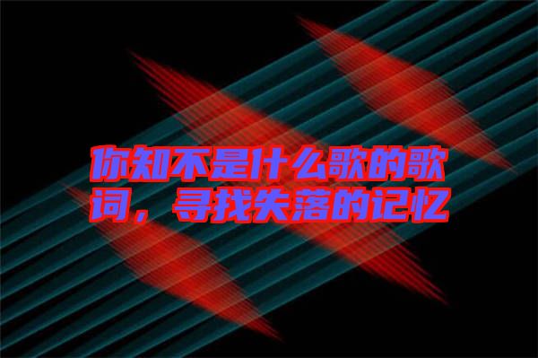 你知不是什么歌的歌詞，尋找失落的記憶