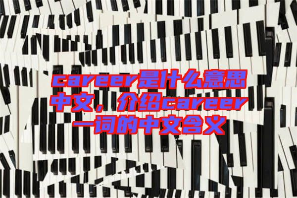 career是什么意思中文，介紹career一詞的中文含義