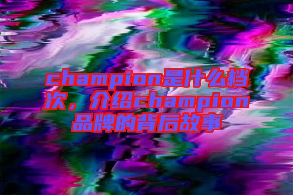 champion是什么檔次，介紹champion品牌的背后故事