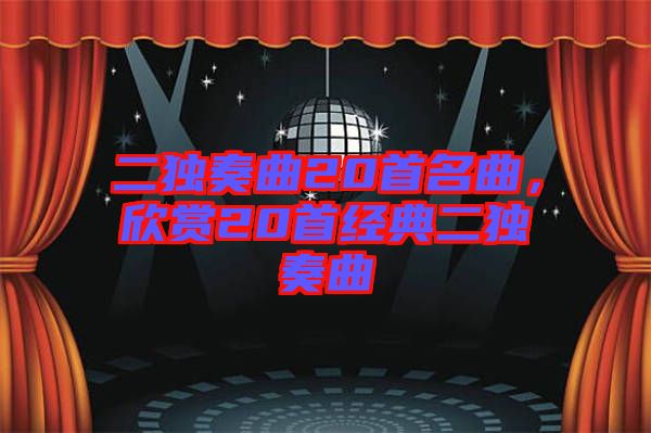 二獨奏曲20首名曲，欣賞20首經(jīng)典二獨奏曲