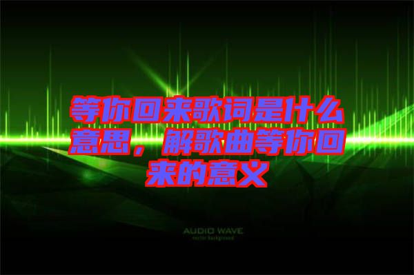 等你回來歌詞是什么意思，解歌曲等你回來的意義