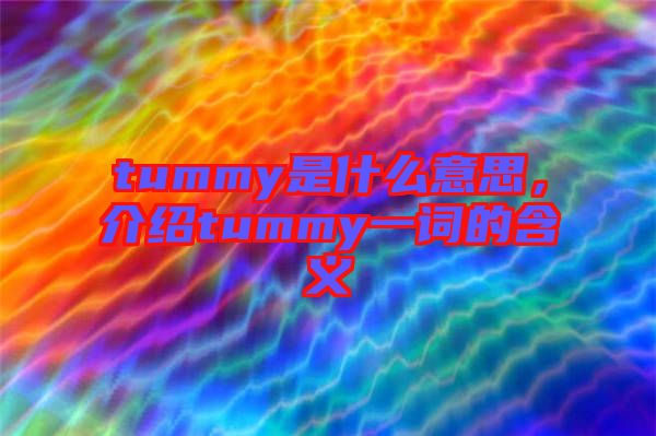 tummy是什么意思，介紹tummy一詞的含義