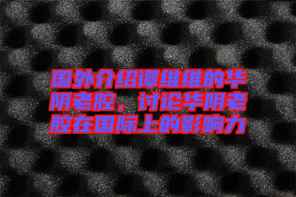 國(guó)外介紹譚維維的華陰老腔，討論華陰老腔在國(guó)際上的影響力