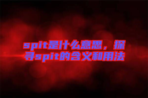 spit是什么意思，探尋spit的含義和用法