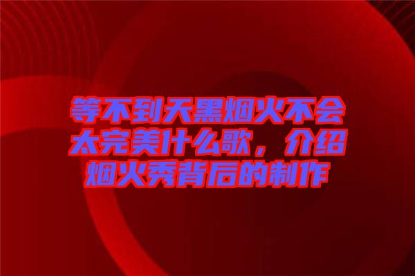 等不到天黑煙火不會(huì)太完美什么歌，介紹煙火秀背后的制作