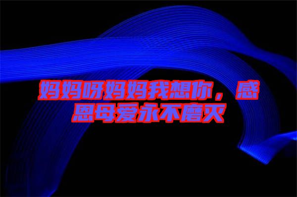 媽媽呀媽媽我想你，感恩母愛永不磨滅