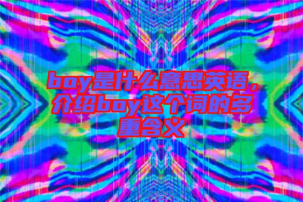 boy是什么意思英語，介紹boy這個詞的多重含義
