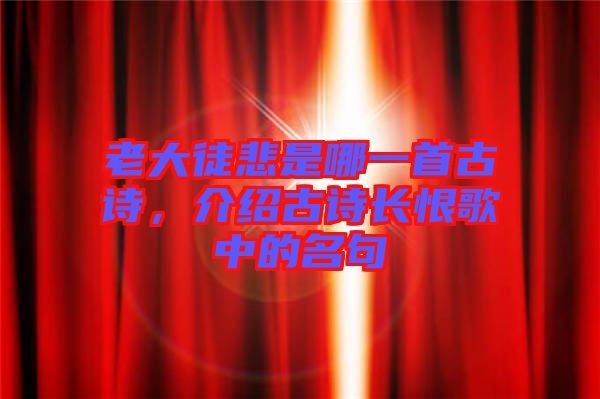 老大徒悲是哪一首古詩(shī)，介紹古詩(shī)長(zhǎng)恨歌中的名句