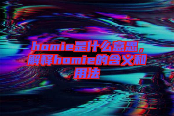 homie是什么意思，解釋homie的含義和用法