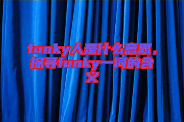 funky人是什么意思，探尋funky一詞的含義