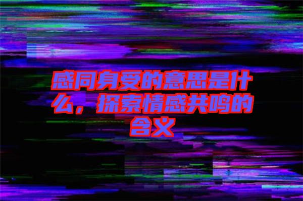 感同身受的意思是什么，探索情感共鳴的含義