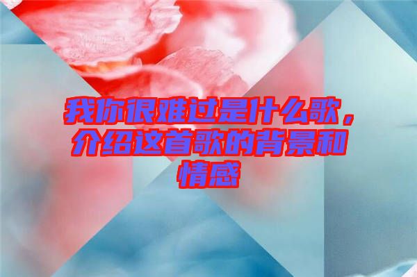 我你很難過(guò)是什么歌，介紹這首歌的背景和情感