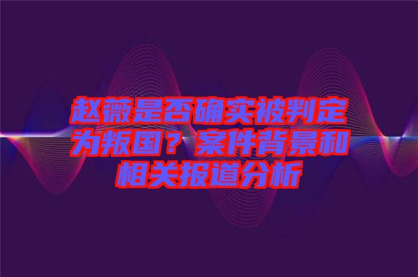 趙薇是否確實(shí)被判定為叛國(guó)？案件背景和相關(guān)報(bào)道分析