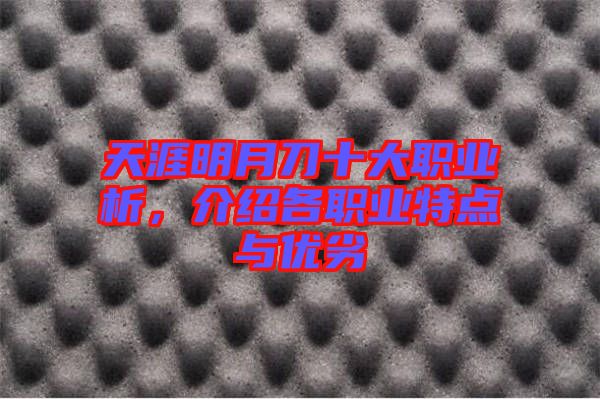 天涯明月刀十大職業(yè)析，介紹各職業(yè)特點(diǎn)與優(yōu)劣