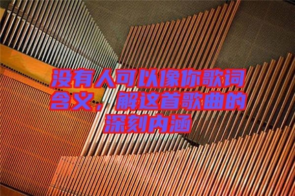 沒(méi)有人可以像你歌詞含義，解這首歌曲的深刻內(nèi)涵