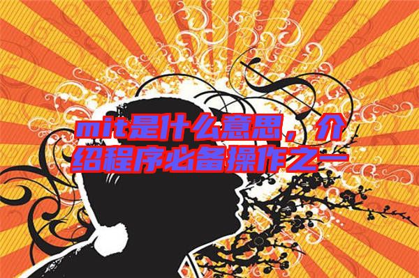 mit是什么意思，介紹程序必備操作之一
