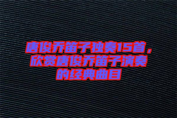 唐俊喬笛子獨(dú)奏15首，欣賞唐俊喬笛子演奏的經(jīng)典曲目