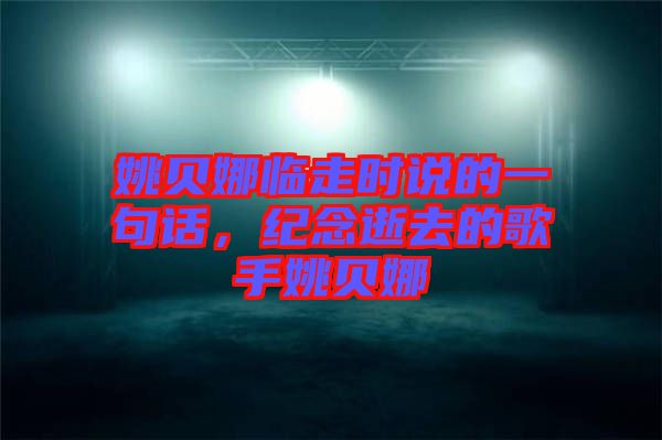 姚貝娜臨走時(shí)說(shuō)的一句話，紀(jì)念逝去的歌手姚貝娜