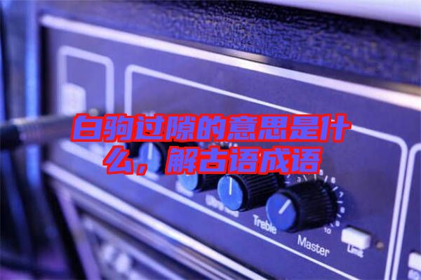 白駒過隙的意思是什么，解古語成語