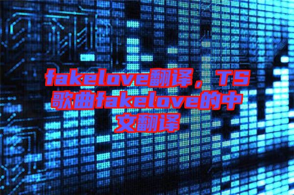 fakelove翻譯，TS歌曲fakelove的中文翻譯
