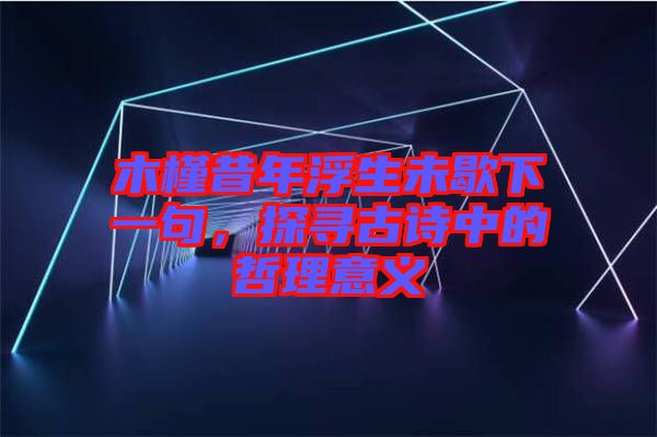木槿昔年浮生未歇下一句，探尋古詩中的哲理意義
