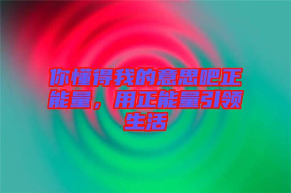 你懂得我的意思吧正能量，用正能量引領(lǐng)生活