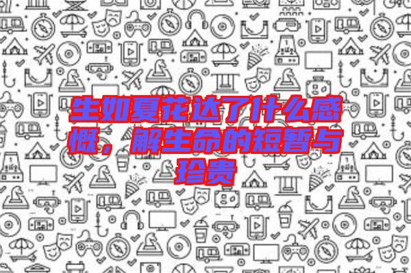 生如夏花達了什么感慨，解生命的短暫與珍貴