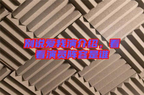 別說(shuō)愛(ài)我演介紹，看看演員陣容是誰(shuí)