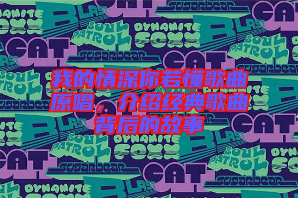我的情深你若懂歌曲原唱，介紹經(jīng)典歌曲背后的故事