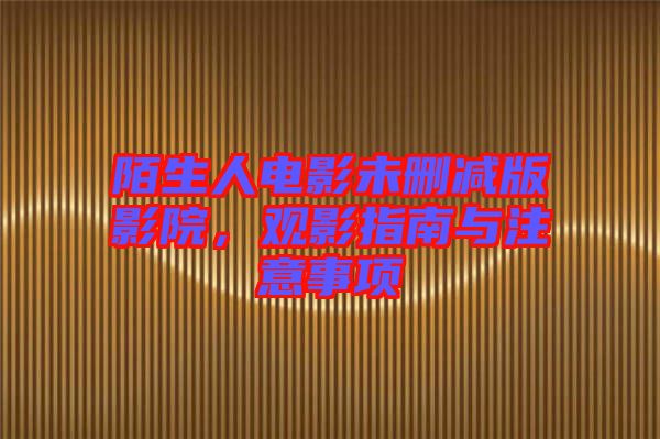 陌生人電影未刪減版影院，觀影指南與注意事項