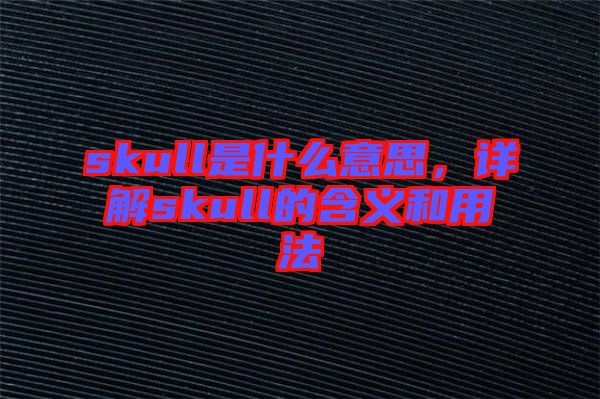 skull是什么意思，詳解skull的含義和用法