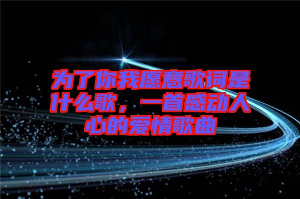 為了你我愿意歌詞是什么歌，一首感動人心的愛情歌曲
