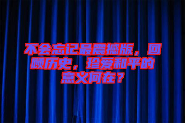 不會忘記最震撼版，回顧歷史，珍愛和平的意義何在？