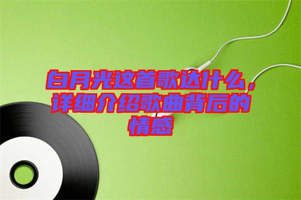 白月光這首歌達什么，詳細介紹歌曲背后的情感