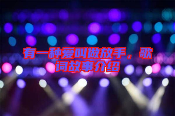 有一種愛叫做放手，歌詞故事介紹