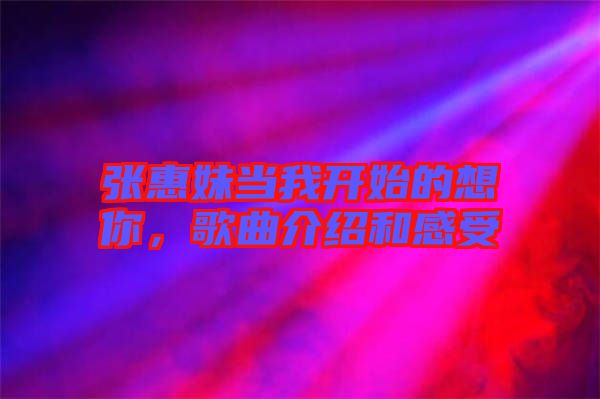張惠妹當(dāng)我開始的想你，歌曲介紹和感受