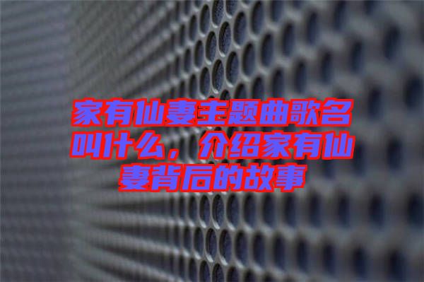 家有仙妻主題曲歌名叫什么，介紹家有仙妻背后的故事