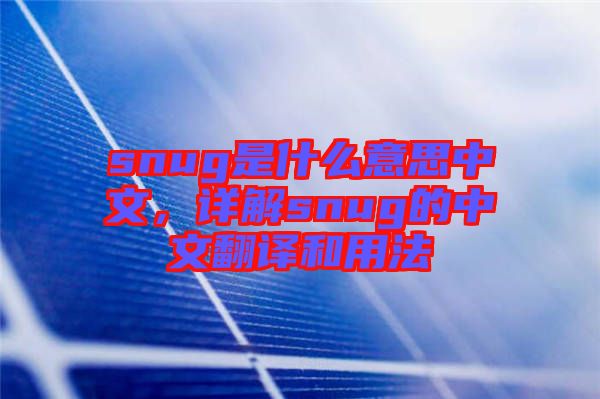 snug是什么意思中文，詳解snug的中文翻譯和用法