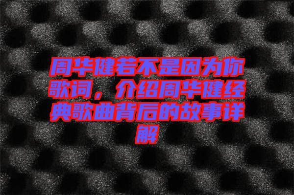 周華健若不是因?yàn)槟愀柙~，介紹周華健經(jīng)典歌曲背后的故事詳解