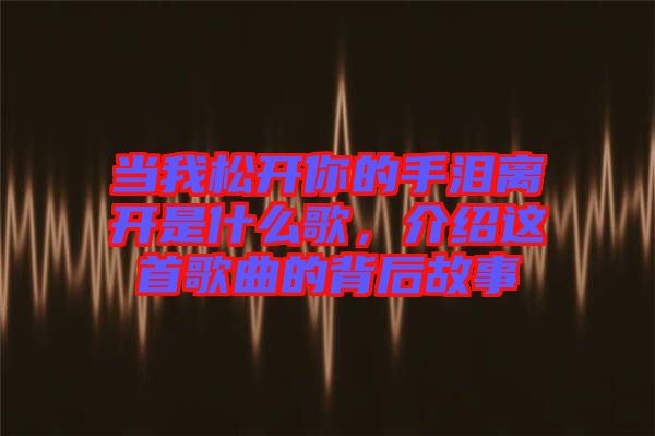 當我松開你的手淚離開是什么歌，介紹這首歌曲的背后故事