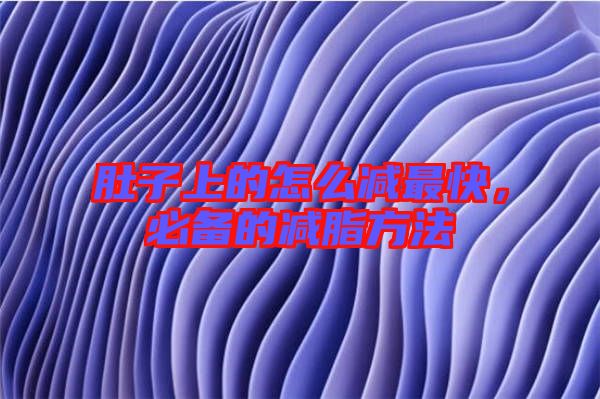 肚子上的怎么減最快，必備的減脂方法