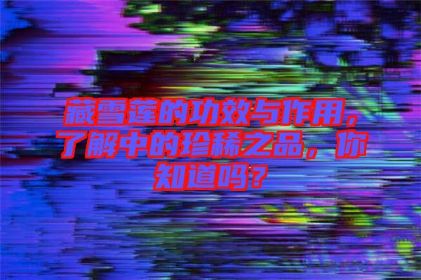 藏雪蓮的功效與作用，了解中的珍稀之品，你知道嗎？