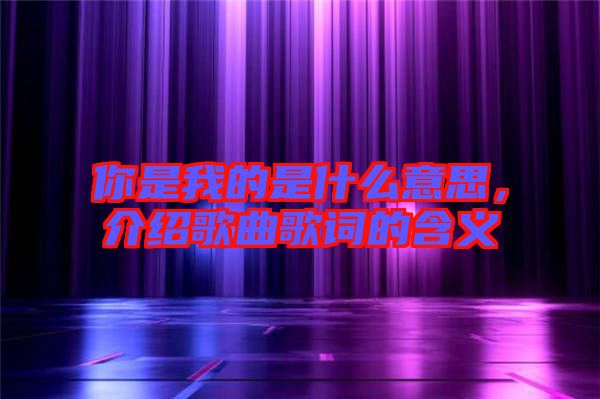 你是我的是什么意思，介紹歌曲歌詞的含義