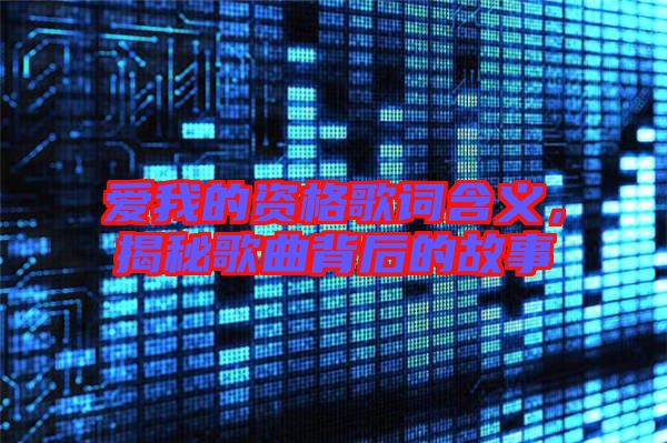 愛我的資格歌詞含義，揭秘歌曲背后的故事