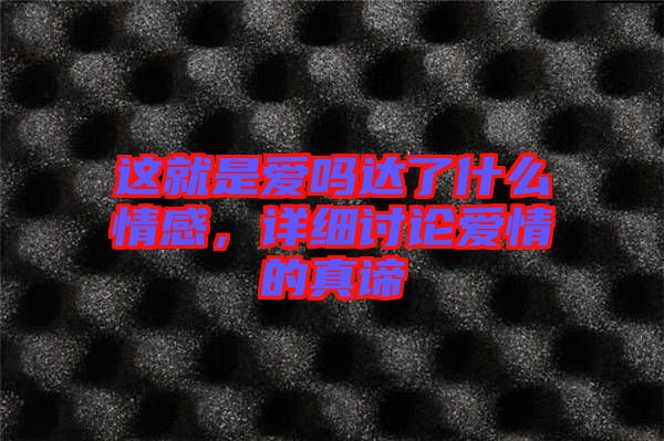 這就是愛嗎達(dá)了什么情感，詳細(xì)討論愛情的真諦
