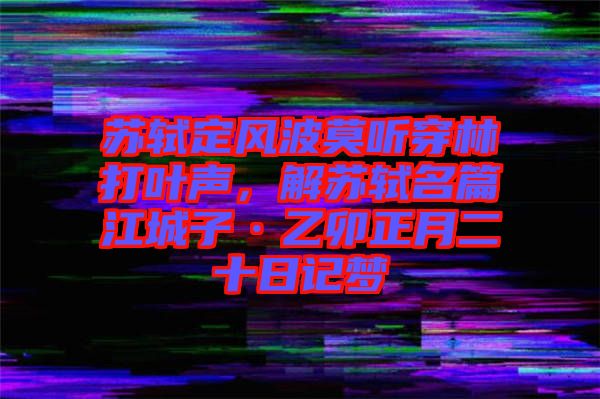 蘇軾定風(fēng)波莫聽穿林打葉聲，解蘇軾名篇江城子·乙卯正月二十日記夢