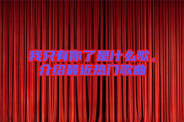 我只有你了是什么歌，介紹最近熱門歌曲