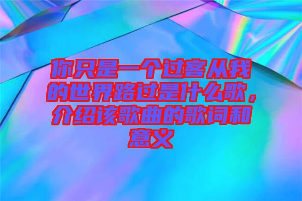 你只是一個(gè)過(guò)客從我的世界路過(guò)是什么歌，介紹該歌曲的歌詞和意義