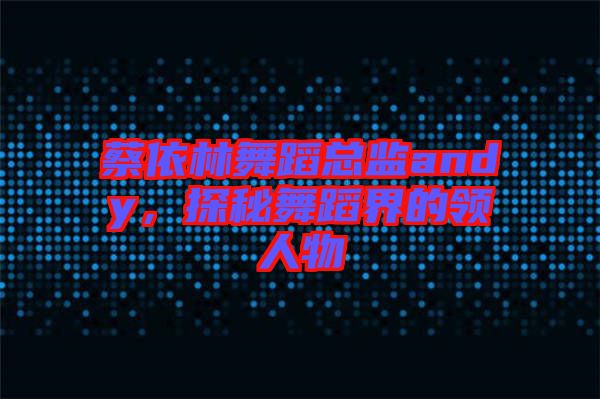 蔡依林舞蹈總監(jiān)andy，探秘舞蹈界的領(lǐng)人物